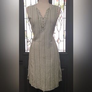 NAIF Linen Blend Tunic Striped Casual Sleeveless V Neck Sundress